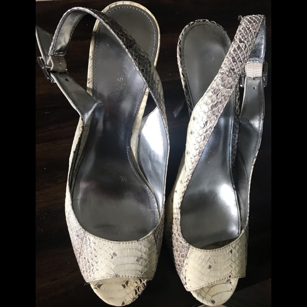 Calvin Klein Snake Slingback Heels, size 7.5